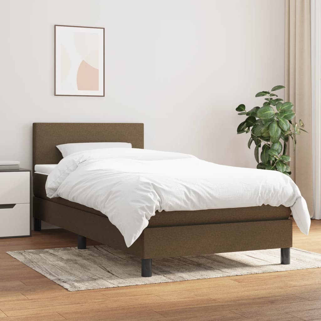 Boxspringbett mit Matratze Dunkelbraun 90×190 cm Stoff