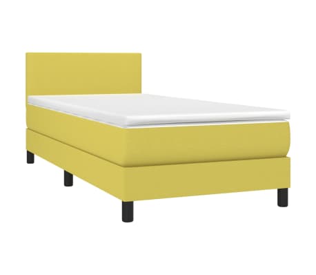 vidaXL Lova su spyruoklėmis ir čiužiniu, žalia, 90x190 cm, audinys