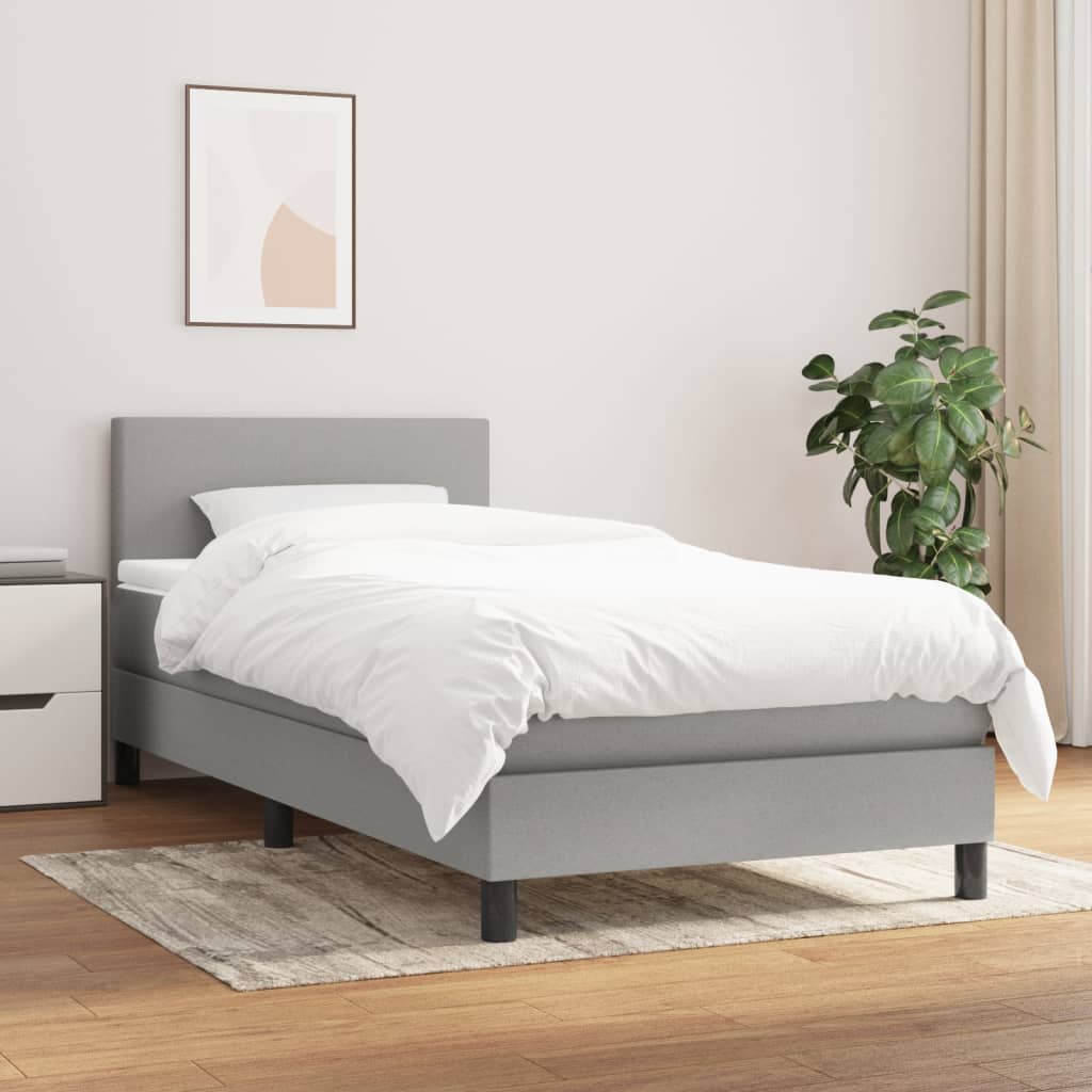 Lit à sommier tapissier avec matelas Gris clair 90x200 cm Tissu