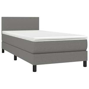 Box spring postel s matrací tmavě šedá 90x200 cm textil - obrázek 3