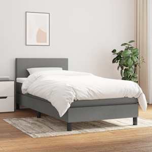 Box spring postel s matrací tmavě šedá 90x200 cm textil - obrázek 1
