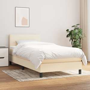 Box spring postel s matrací krémová 90x200 cm textil - obrázek 1
