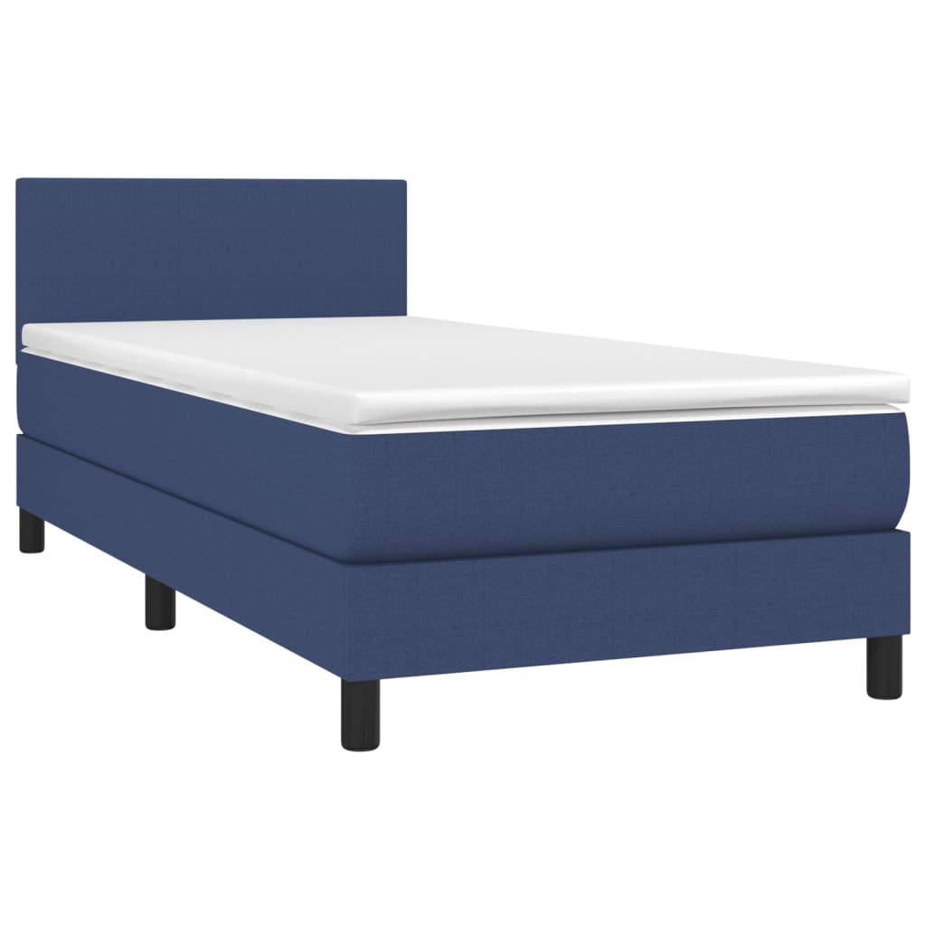 vidaXL Boxspring met matras stof blauw 90x200 cm afbeelding