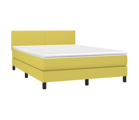 vidaXL Lova su spyruoklėmis ir čiužiniu, žalia, 140x200 cm, audinys