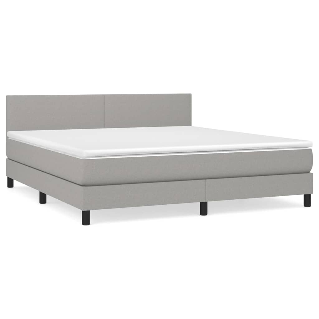 vidaXL Box spring postelja z vzmetnico svetlo siva 160x200 cm žamet