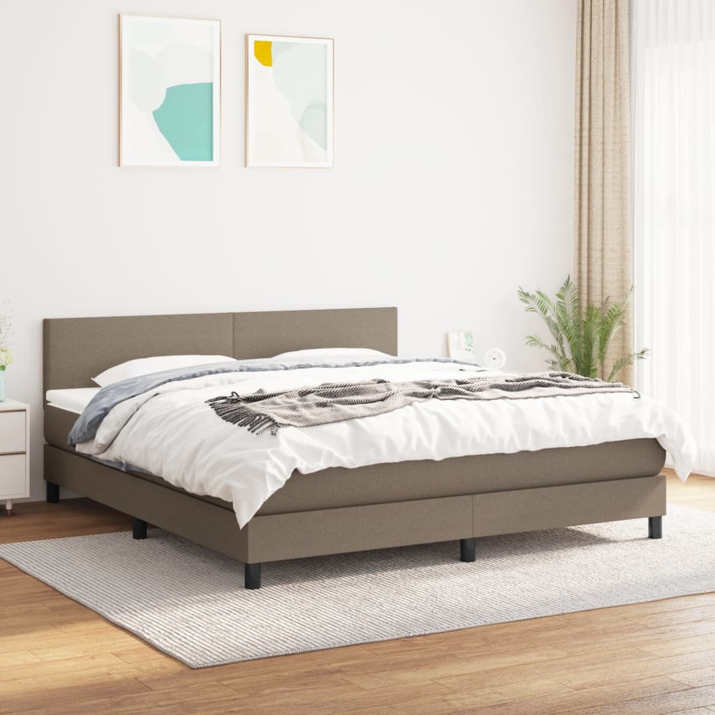 vidaXL Lit à sommier tapissier avec matelas Taupe 160x200 cm Tissu