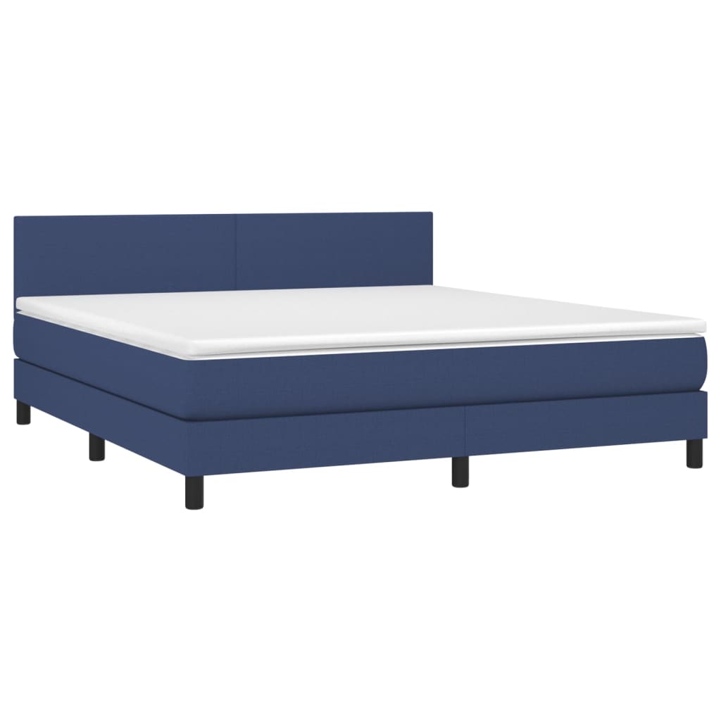 vidaXL Boxspring met matras stof blauw 160x200 cm afbeelding