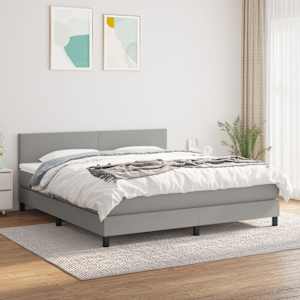 Box spring postel s matrací světle šedá 180 x 200 cm textil - obrázek 1