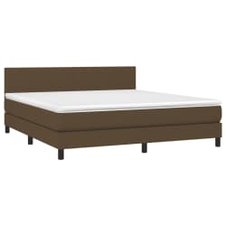 vidaXL Cama com molas/colch&atilde;o 180x200 cm tecido castanho-escuro