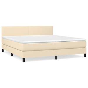 Box spring postel s matrací krémová 180x200 cm textil - obrázek 2