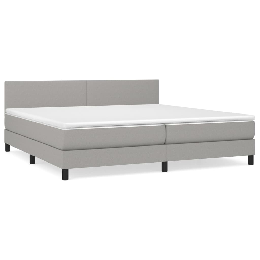 vidaXL Box spring postelja z vzmetnico svetlo siva 200x200 cm blago