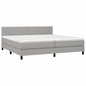 vidaXL Box spring postelja z vzmetnico svetlo siva 200x200 cm blago