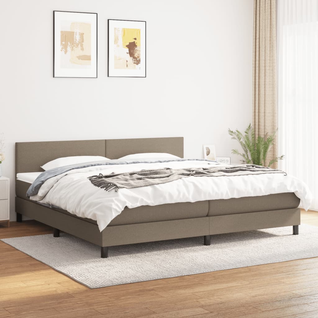 vidaXL Boxspringbett mit Matratze Taupe 200x200 cm Stoff