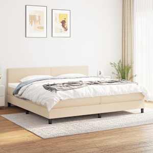 Box spring postel s matrací krémová 200x200 cm textil - obrázek 1