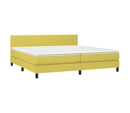 vidaXL Lova su spyruoklėmis ir čiužiniu, žalia, 200x200 cm, audinys