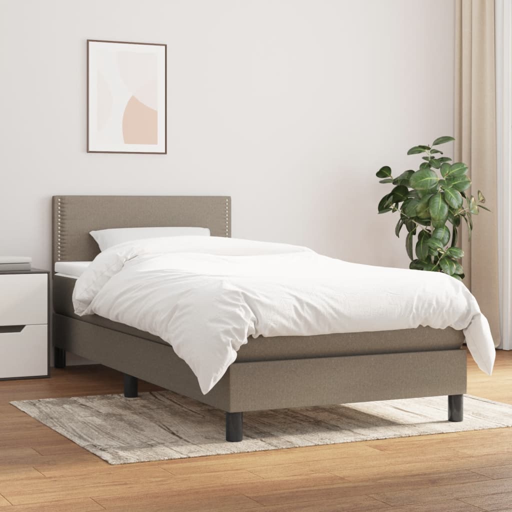 tópszínű szövet rugós ágy matraccal 90 x 190 cm