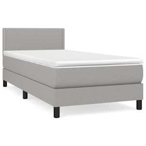 Box spring postel s matrací světle šedý 100 x 200 cm textil - obrázek 2
