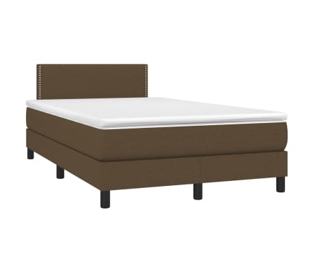 vidaXL Κρεβάτι Boxspring με Στρώμα Σκούρο Καφέ 120x200 εκ. Υφασμάτινο