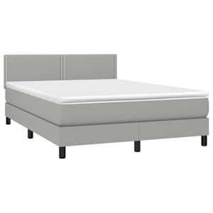 Box spring posteljni z vzmetnico svetlo siv 140x190 cm blago - slika 3
