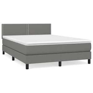 Box spring postel s matrací tmavě šedý 140 x 190 cm textil - obrázek 2