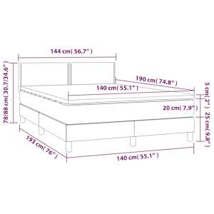 Box spring postel s matrací tmavě šedý 140 x 190 cm textil - obrázek 7