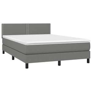 Box spring postelja z vzmetnico temno siva 140x200 cm blago - slika 3