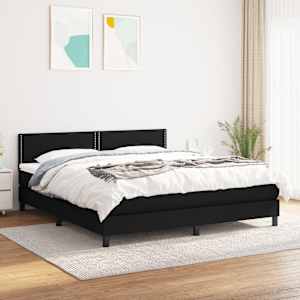 Box spring postel s matrací černá 160x200 cm textil - obrázek 1