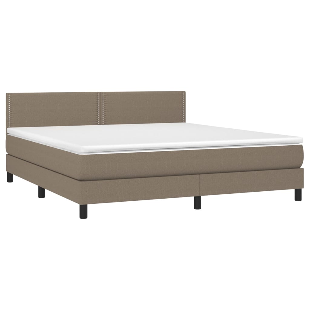 vidaXL Boxspring met matras stof taupe 180x200 cm afbeelding