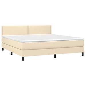Box spring postel s matrací krémová 180x200 cm textil - obrázek 3