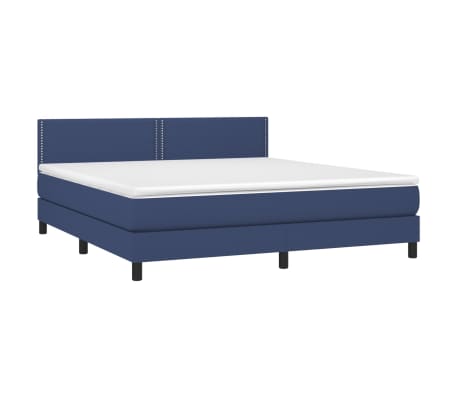 vidaXL Κρεβάτι Boxspring με Στρώμα Μπλε 180x200 εκ. Υφασμάτινο