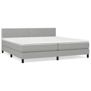 Box spring postel s matrací světle šedá 200 x 200 cm textil - obrázek 2