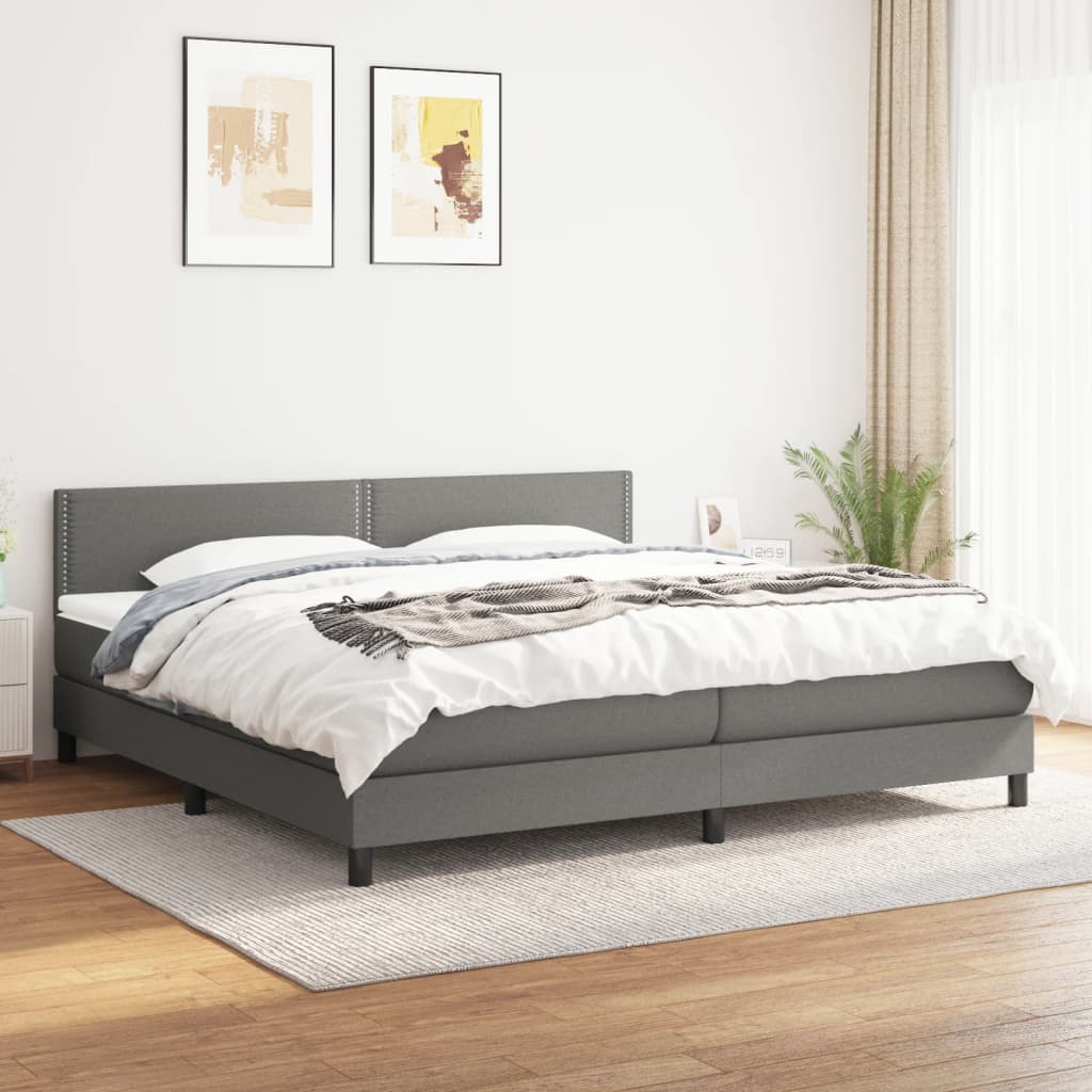 Box spring postel s matrací tmavě šedá 200x200 cm textil