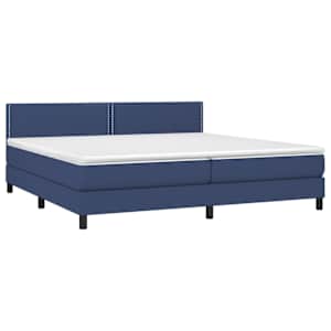Box spring postel s matrací modrá 200x200 cm textil - obrázek 3