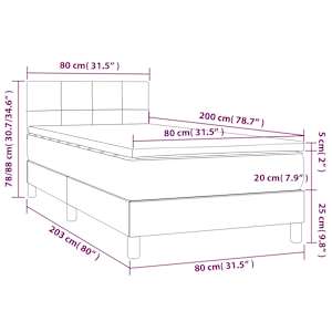 Box spring postel s matrací tmavě hnědá 80x200 cm textil - obrázek 7