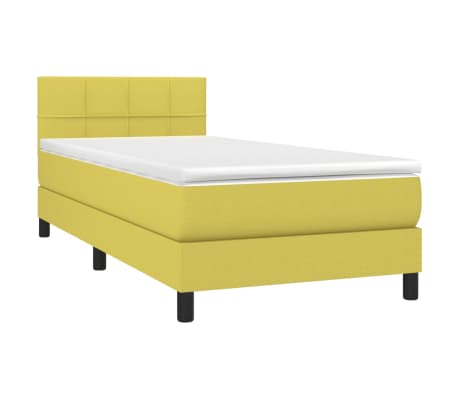 vidaXL Lova su spyruoklėmis ir čiužiniu, žalia, 80x200cm, audinys