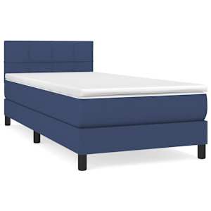 Box spring postel s matrací modrá 90x190 cm textil - obrázek 2