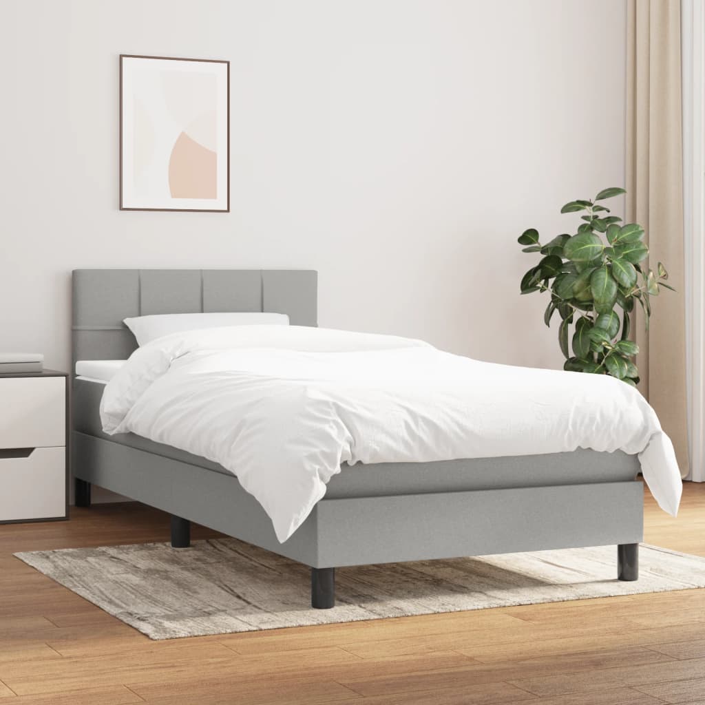  ΚΡΕΒΑΤΙ BOXSPRING ΜΕ ΣΤΡΩΜΑ ΑΝΟΙΧΤΟ ΓΚΡΙ 90X200 ΕΚ. ΥΦΑΣΜΑΤΙΝΟ V-3140025