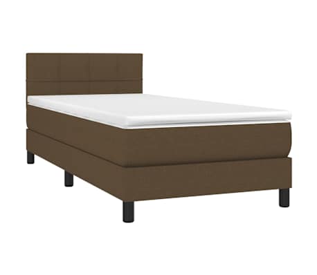 vidaXL Boxspring met matras stof donkerbruin 90x200 cm
