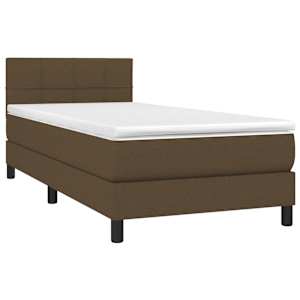 vidaXL Boxspring met matras stof donkerbruin 90x200 cm