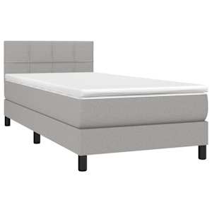Box spring postel s matrací světle šedý 100 x 200 cm textil - obrázek 3