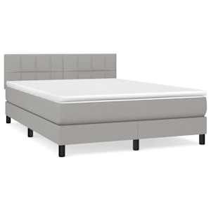 Box spring postel s matrací světle šedá 140 x 190 cm textil - obrázek 2