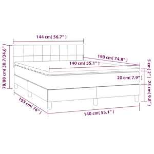 Box spring postel s matrací tmavě šedý 140 x 190 cm textil - obrázek 7
