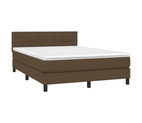 vidaXL Cama com molas/colch&atilde;o 140x190 cm tecido castanho-escuro