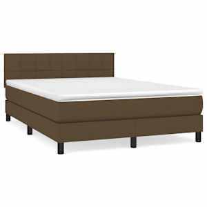 Box spring postelja z vzmetnico temno rjava 140x200 cm blago - slika 2
