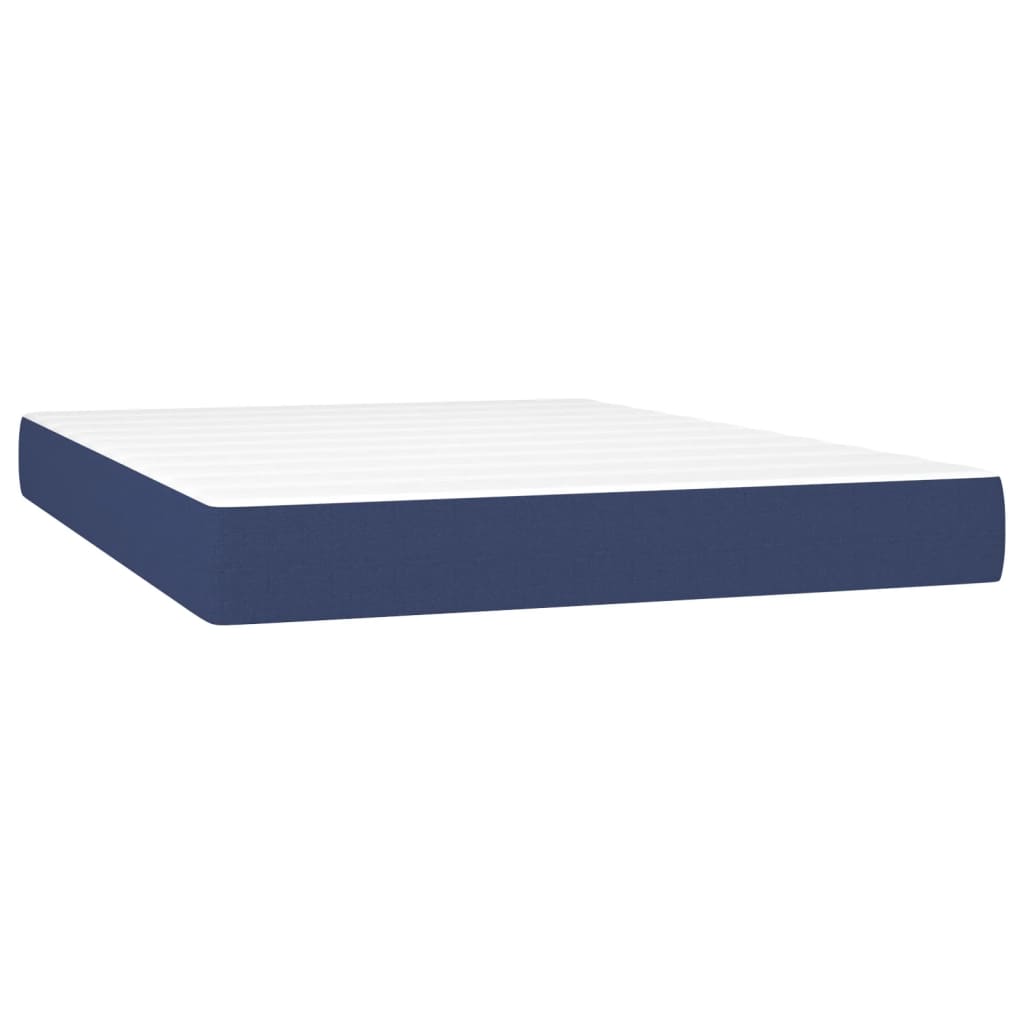 Kék szövet rugós ágy matraccal 140 x 200 cm 