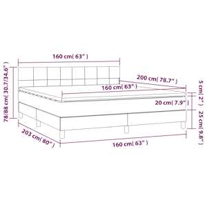 Box spring postel s matrací tmavě hnědá 160x200 cm textil - obrázek 7