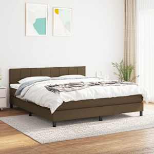 Box spring postel s matrací tmavě hnědá 160x200 cm textil - obrázek 1