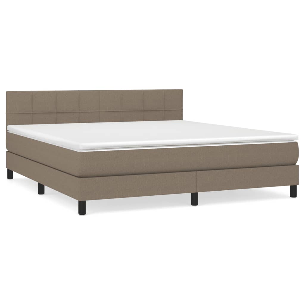 vidaXL Box spring postelja z vzmetnico taupe 180x200 cm blago