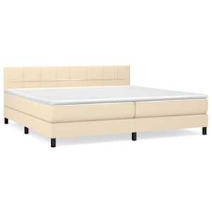 Box spring postel s matrací krémová 200x200 cm textil - obrázek 2