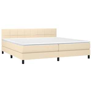 Box spring postel s matrací krémová 200x200 cm textil - obrázek 3